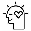 drawing of a heart inside of a head, indicating wellness