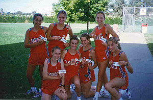 Wearing their fast braids the '96 Cross Country team was a true sisterhood