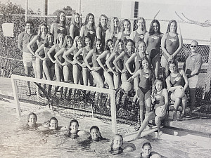 The 1997-98 Water Polo team, featuring Julia Cesnik.