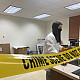 Students look for clues during this collaborative, hands-on forensic science lab.